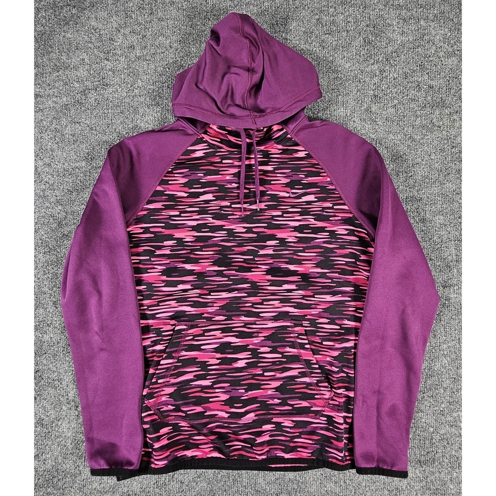 Nike Therma-Fit Hoodie Womens Medium Purple Pink Camo Pullover Athletic Running
